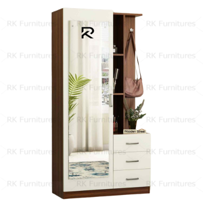 Picture of RK Melamine Laminated Board Dressing Table With Shelves Drawers ShanTeak-White Finish