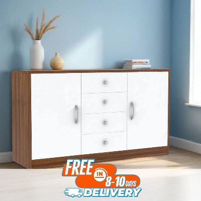 Picture of RK Modern and Trendy Engineered Wood Cabinet and Sideboard with Frosty White Drawers - Furniture & Decor