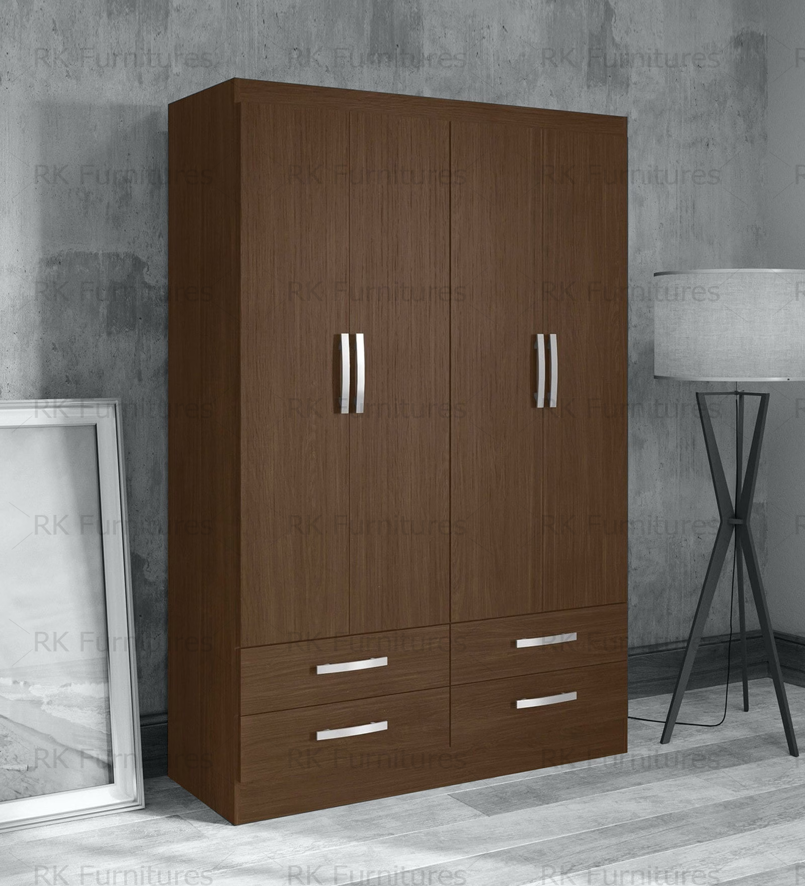 Picture of RK MDF 4 Part Almirah or Wardrobe With 4 Drawers-Antique White
