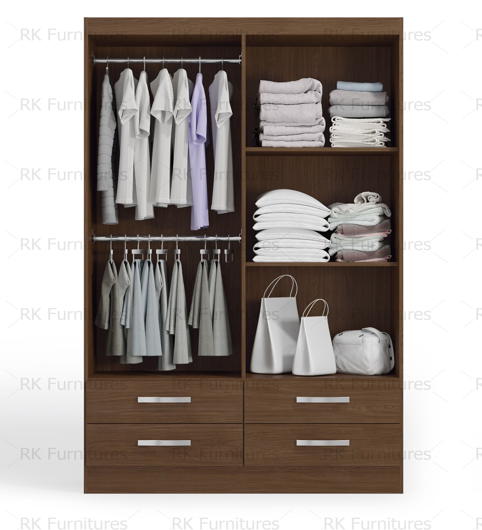 Picture of RK MDF 4 Part Almirah or Wardrobe With 4 Drawers-Antique White