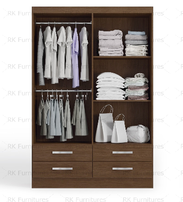 Picture of RK MDF 4 Part Almirah or Wardrobe With 4 Drawers-Antique White
