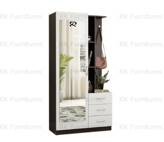 Picture of RK Melamine Laminated Board BOX Dressing Table With Shelves and Drawers Walnut -White Finish
