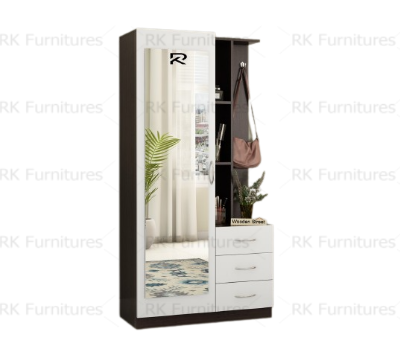 Picture of RK Melamine Laminated Board BOX Dressing Table With Shelves and Drawers Walnut -White Finish