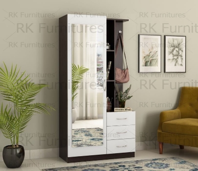 Picture of RK Melamine Laminated Board BOX Dressing Table With Shelves and Drawers Walnut -White Finish