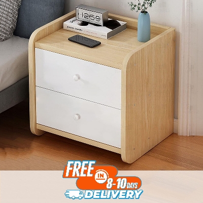 Picture of RK MDF Exclusive Bed Side Table With Drawers Beech White Finish