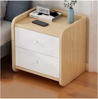 Picture of RK MDF Exclusive Bed Side Table With Drawers Beech White Finish