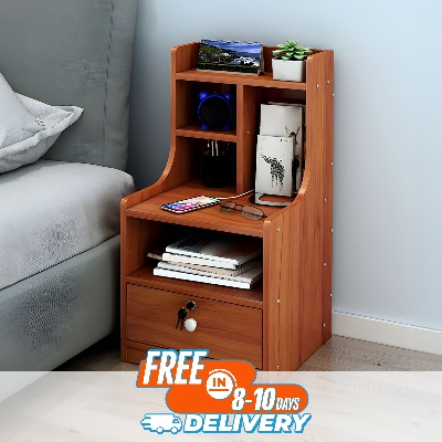Picture of RK MDF M03 Exclusive Bed Side Table With Drawers Shanteak Finish