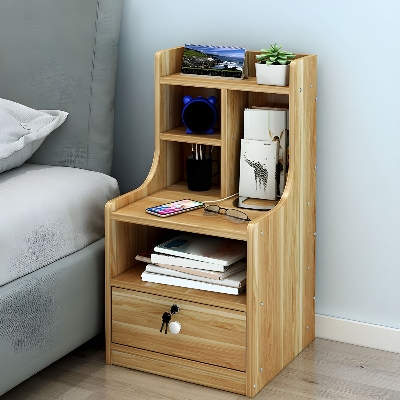 Picture of RK MDF M03 Exclusive Bed Side Table With Drawers Shanteak Finish