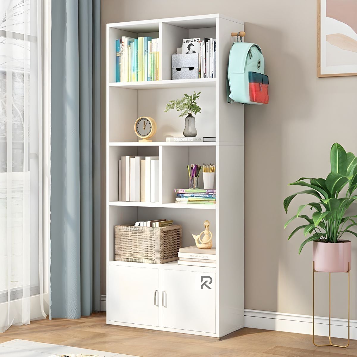 Picture of Best Choice Book Shelf Shelving Stand Display Shelve Engineered Wood Bookshelf Showpiece Rack with Storage Cabinet by RK Furniture
