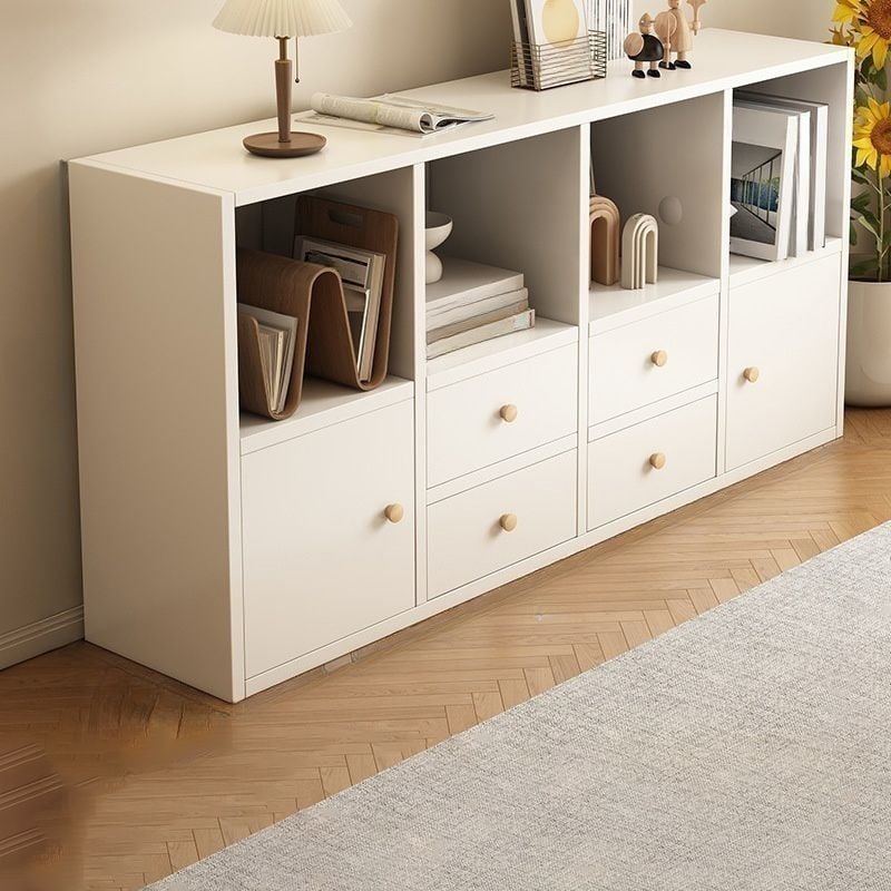 Picture of RK Engineered Wood Bookshelf Storage Cabinet Organizer Shelf Multi Storage Space Wooden Rack Display Shelf With Door and Drawers. Size: L48 XH24