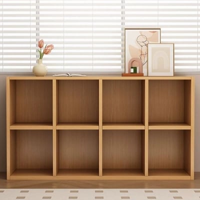 Picture of RK Engineered Wood 8 Layers Bookshelf Storage Cabinet Organizer Shelf Horizontal Multi Storage Space Wooden Rack Display Shelf With Door and Drawers. Size: L48XH24X10