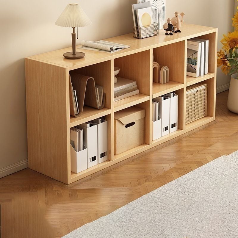 Picture of RK Engineered Wood 8 Layers Bookshelf Storage Cabinet Organizer Shelf Horizontal Multi Storage Space Wooden Rack Display Shelf With Door and Drawers. Size: L48XH24X10