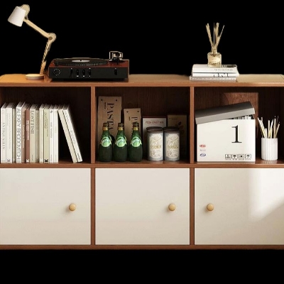 Picture of RK Engineered Wood 6 Layers Bookshelf Storage Cabinet Organizer Shelf Horizontal Multi Storage Space Wooden Rack Display Shelf With  Drawers.Size: L36XH24X10