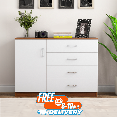 Picture of RK New Design Engineered Wood Kitchen Cabinet and Sideboard with Frosty White Drawers