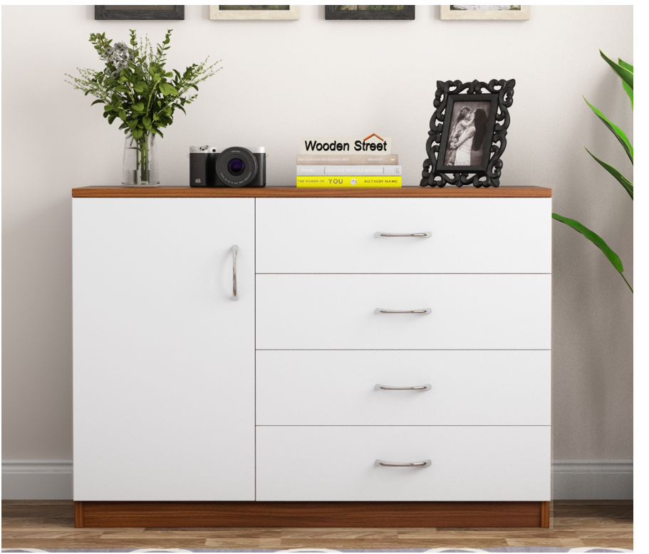 Picture of RK New Design Engineered Wood Kitchen Cabinet and Sideboard with Frosty White Drawers