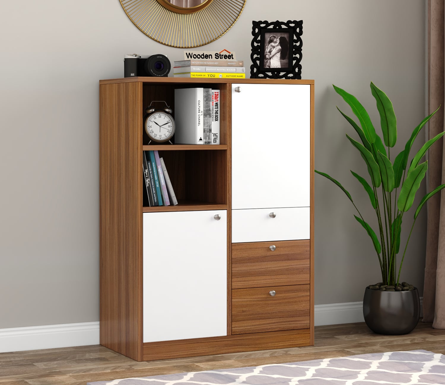 Picture of RK Special Design Engineered Wood Kitchen Cabinet and Sideboard with Frosty White Drawers