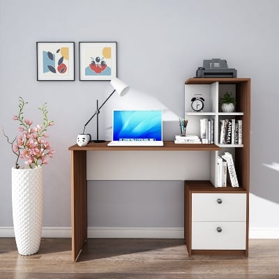 Picture of RK Modern Home Office Desk with Storage Shelf, Computer Table, Study Table with Book Shelf, Office Table, Study Table for Adults
