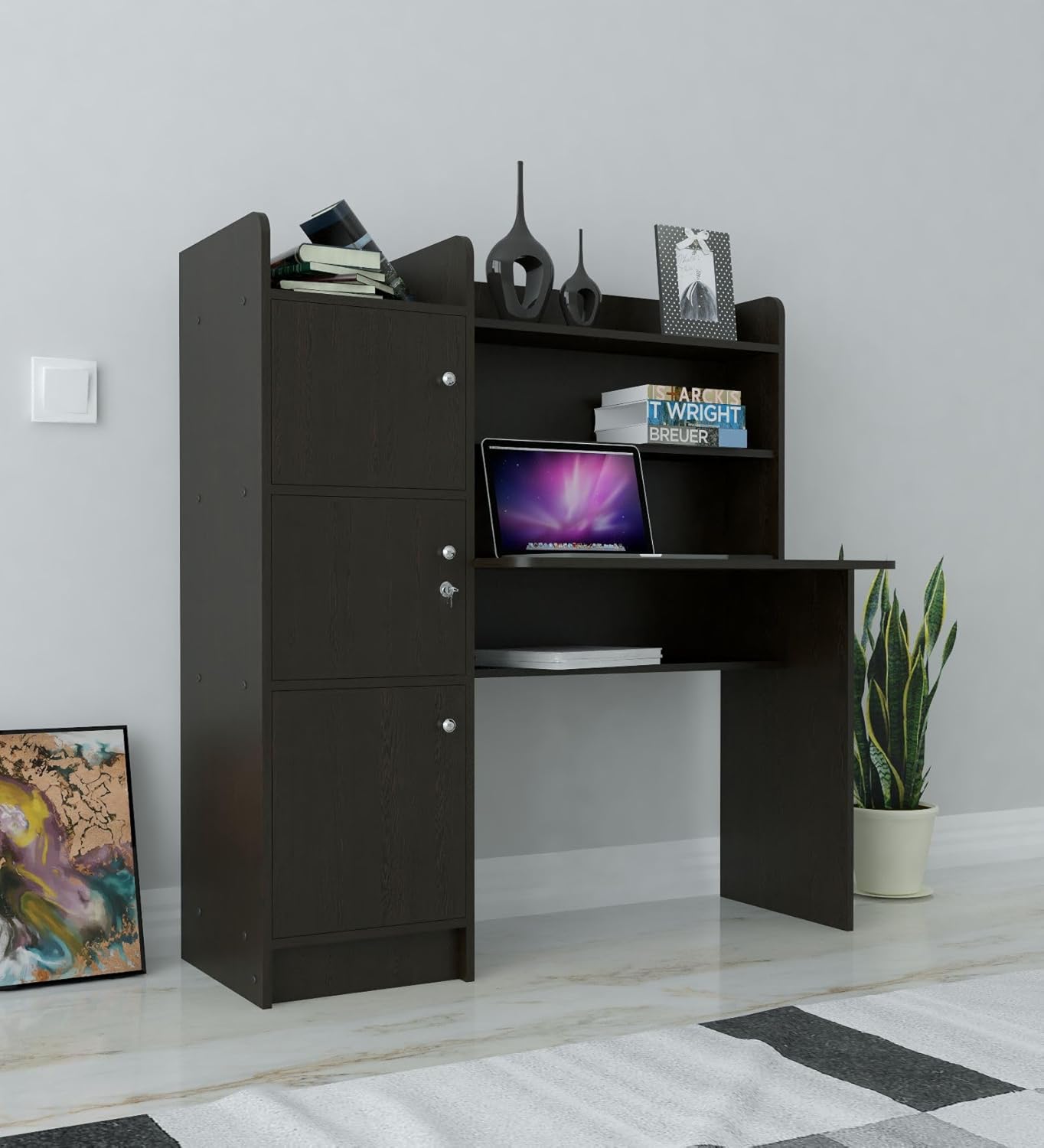 Picture of RK 3 Door Engineered Wood Office Table, Multi-Purpose Study Table, Computer Table for Students, Desk for Work from Home & Study Table for Adults