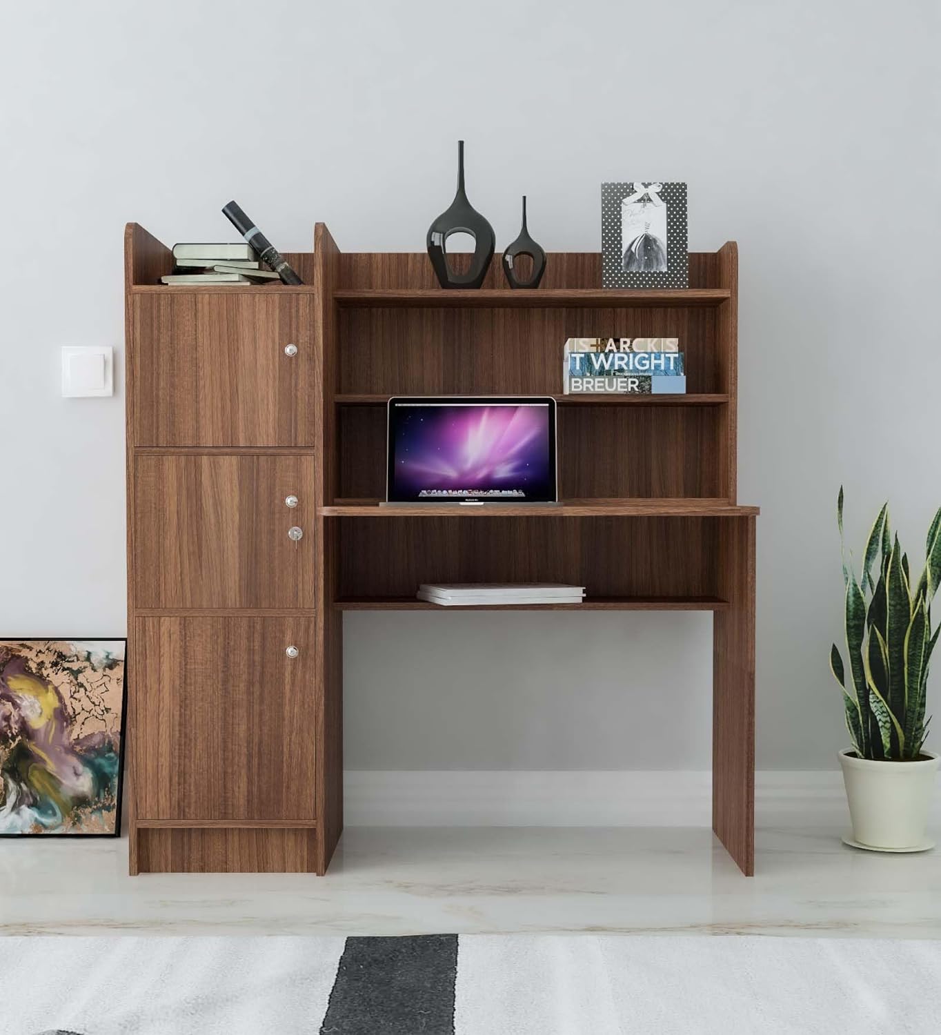 Picture of RK 3 Door Engineered Wood Office Table, Multi-Purpose Study Table, Computer Table for Students, Desk for Work from Home & Study Table for Adults