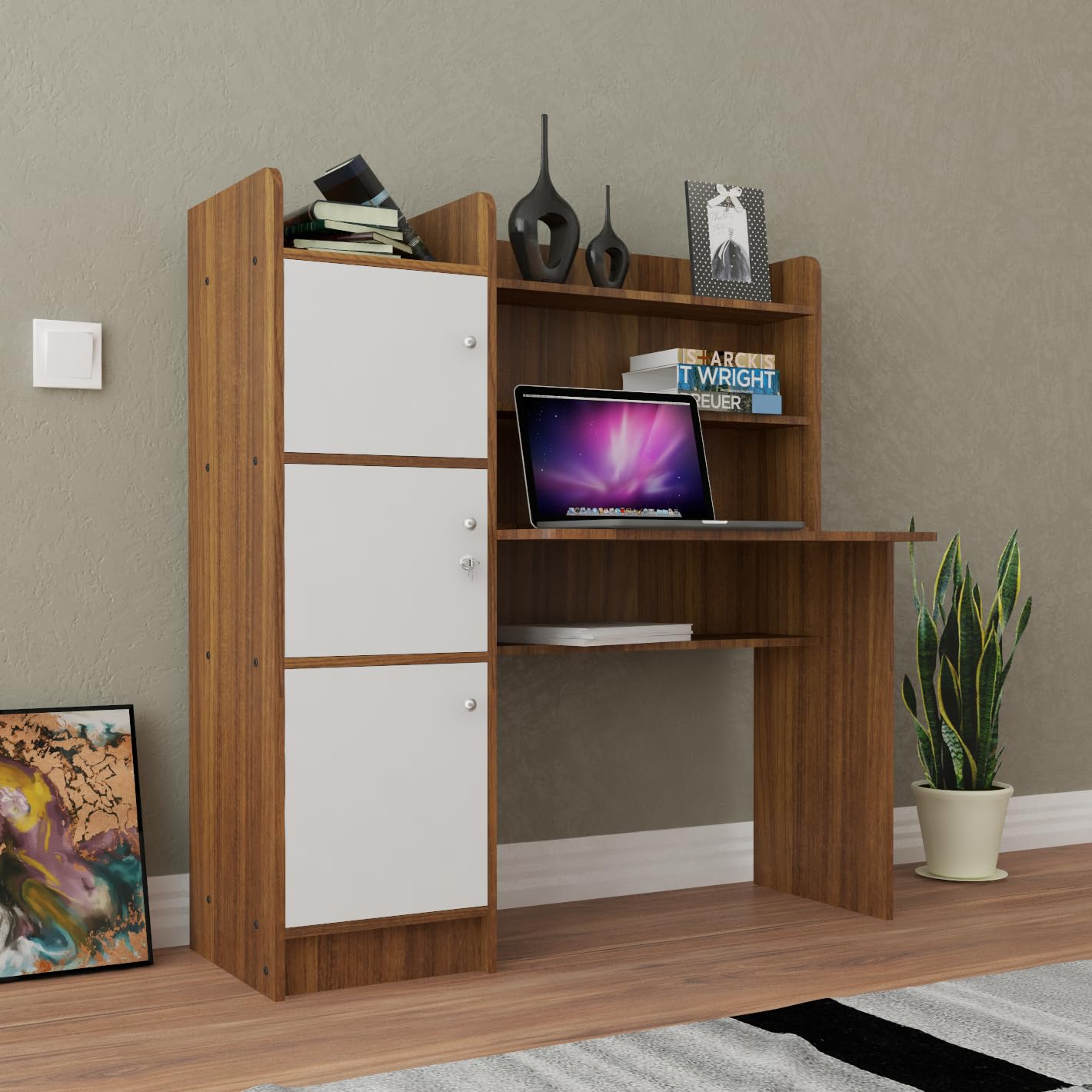 Picture of RK 3 Door Engineered Wood Office Table, Multi-Purpose Study Table, Computer Table for Students, Desk for Work from Home & Study Table for Adults