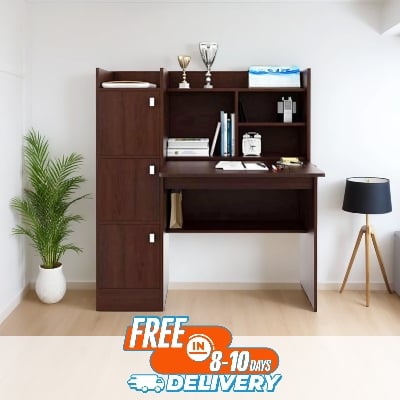 Picture of RK Left Side Drawer Reading Table with Multi Storage Space Bookshelf- Home Office DesksComputer Table, Study Desk, Workstation Table & Locker Drawer Computer Table-48X48X16 inches