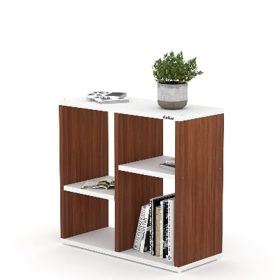 Picture of RK Engineered Wood Bed Side Table/Sofa Side Table/End Table/Books Storage Organizer/Corner Table/Book Shelf/ Corner Stand for Living Room-Cherry-White