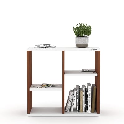 Picture of RK Engineered Wood Bed Side Table/Sofa Side Table/End Table/Books Storage Organizer/Corner Table/Book Shelf/ Corner Stand for Living Room-Cherry-White