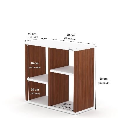 Picture of RK Engineered Wood Bed Side Table/Sofa Side Table/End Table/Books Storage Organizer/Corner Table/Book Shelf/ Corner Stand for Living Room-Cherry-White
