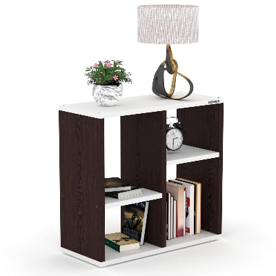 Picture of RK Engineered Wood Bed Side Table/Sofa Side Table/End Table/Books Storage Organizer/Corner Table/Book Shelf/ Corner Stand for Living Room-Walnut-White