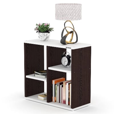 Picture of RK Engineered Wood Bed Side Table/Sofa Side Table/End Table/Books Storage Organizer/Corner Table/Book Shelf/ Corner Stand for Living Room-Walnut-White