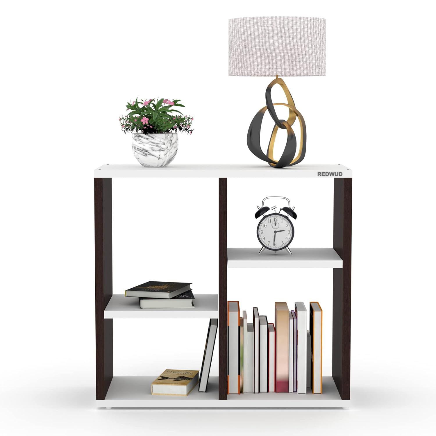Picture of RK Engineered Wood Bed Side Table/Sofa Side Table/End Table/Books Storage Organizer/Corner Table/Book Shelf/ Corner Stand for Living Room-Walnut-White