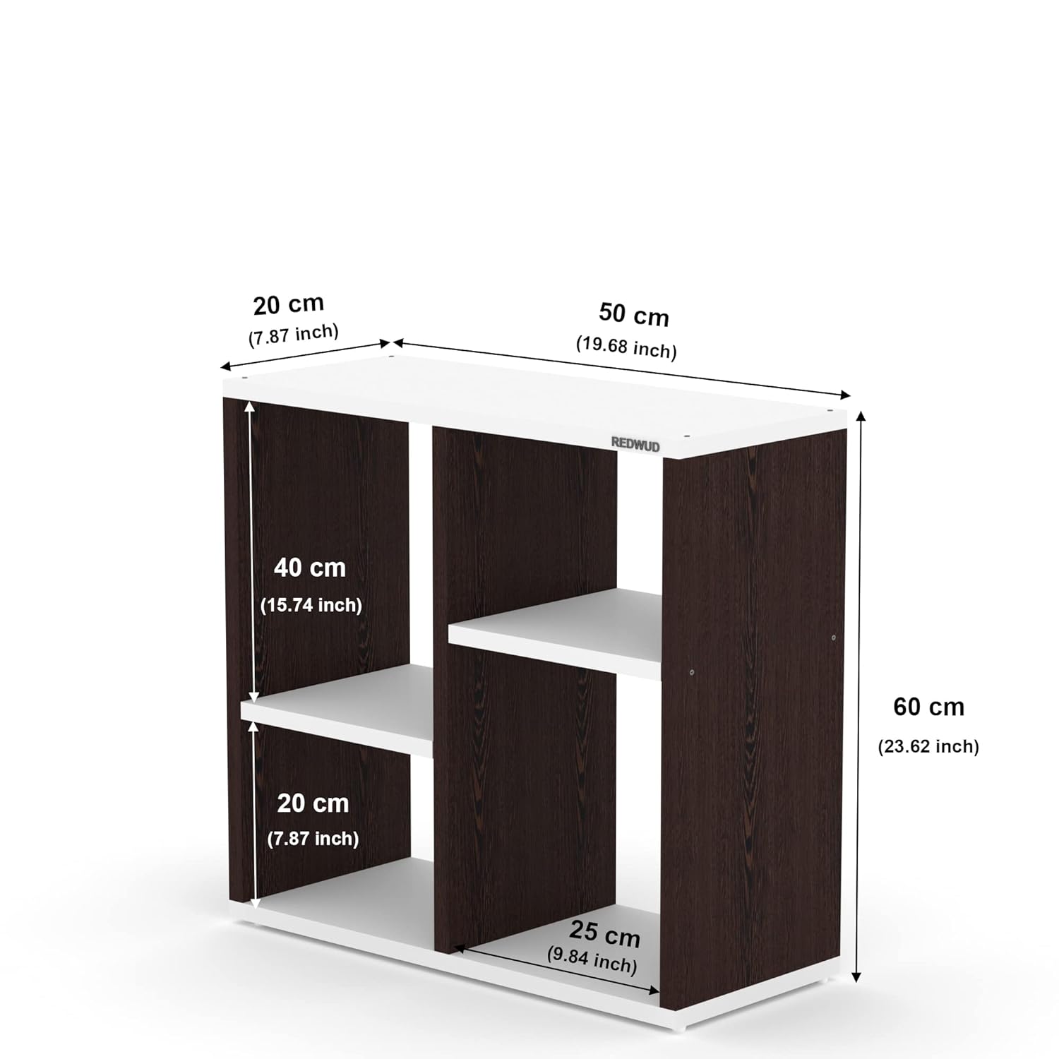 Picture of RK Engineered Wood Bed Side Table/Sofa Side Table/End Table/Books Storage Organizer/Corner Table/Book Shelf/ Corner Stand for Living Room-Walnut-White