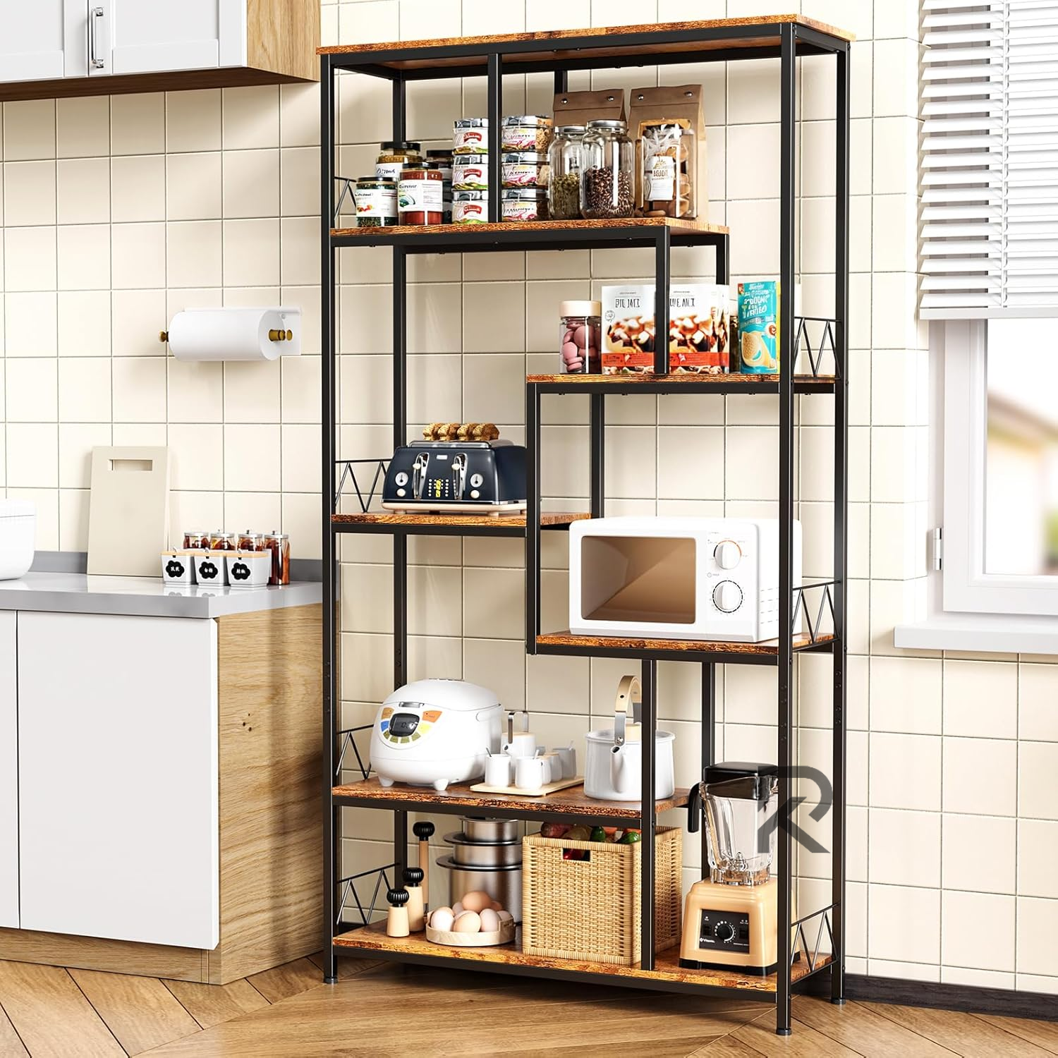 Picture of RK Metal Bookcase, Bookcase with 5 Shelves, Open Bookcase for Living Room, Office, Bedroom-Black-Antique