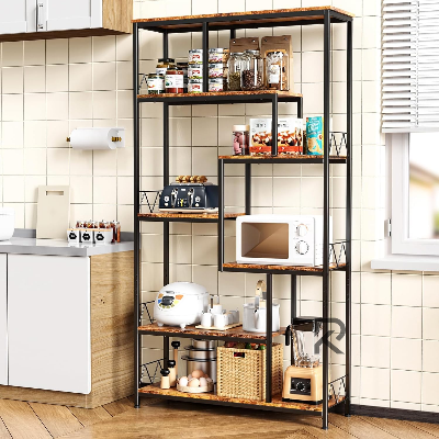 Picture of RK Metal Bookcase, Bookcase with 5 Shelves, Open Bookcase for Living Room, Office, Bedroom-Black-Antique
