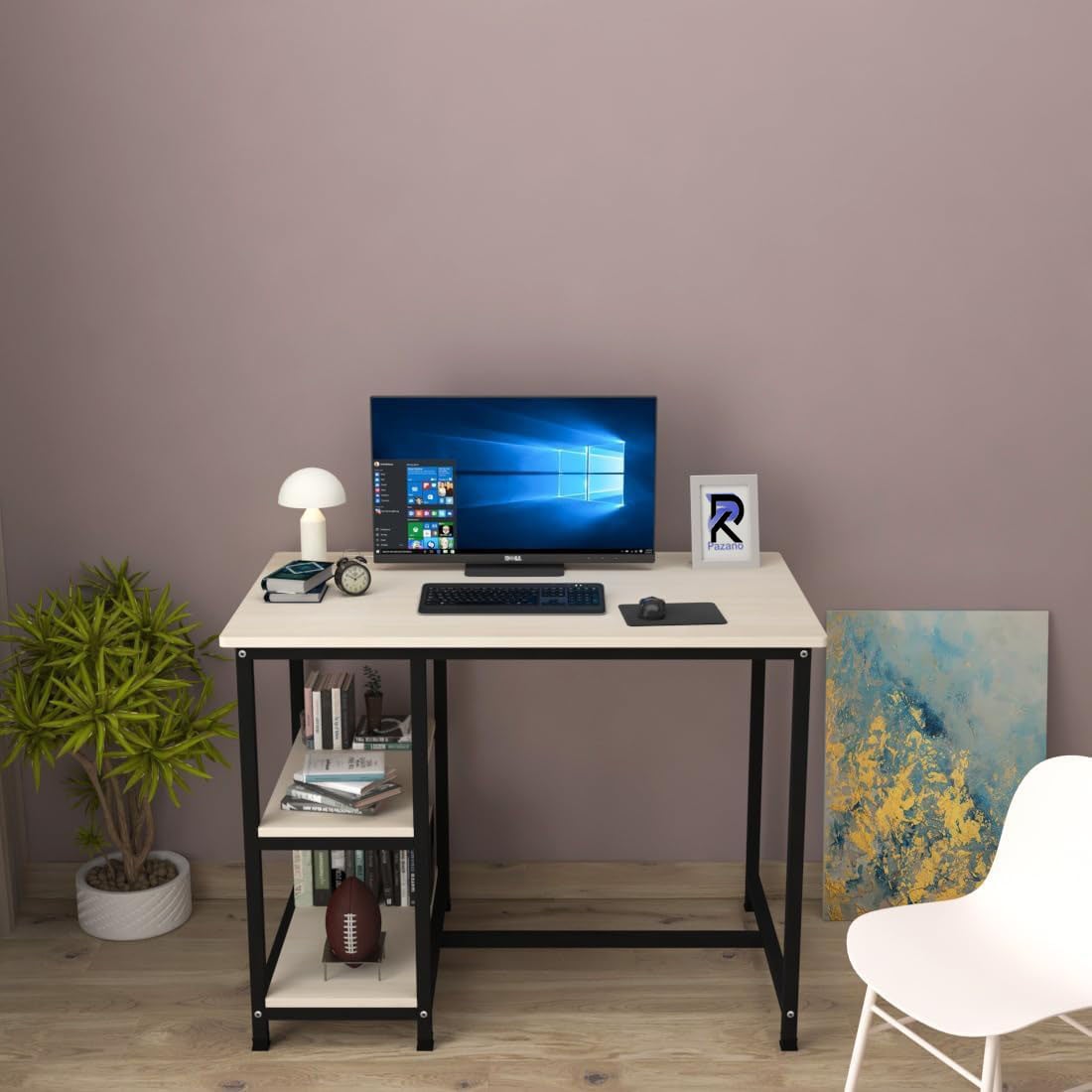 Picture of 40-Inch Computer Desk with 2 Large Shelf Workstation – Modern Writing & Study Desk for Home Office or Bedroom – Simple PC Desk for Students-Black-Albino