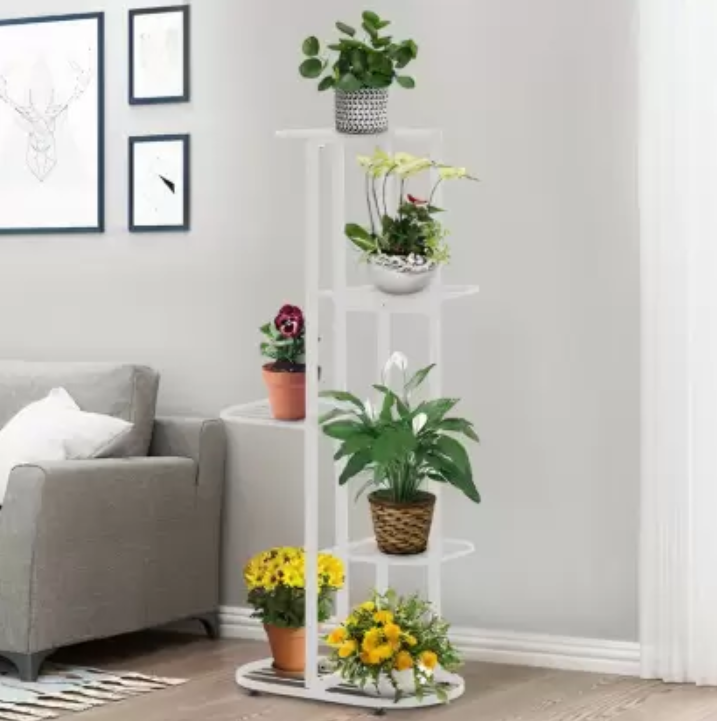 Picture of 6-Pot Metal Stand - Multi-Shelf Plant Holder Rack for Flower Pots & Containers-Patio Garden