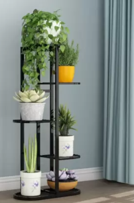 Picture of 6-Pot Metal Stand - Multi-Shelf Plant Holder Rack for Flower Pots & Containers-Patio Garden