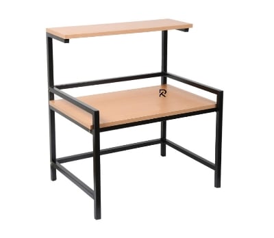 Picture of RK Modern & Trendy 3-Layer Microwave Stand, Otg Stand, Microwave Oven Rack, Kitchen Storage Shelf (Walnut Brown & Black Pipe, Alloy Steel; Engineered Wood, Tiered Shelf)-Beige-Black