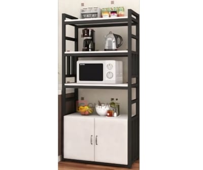 Picture of Multi-Tier Kitchen Storage Table with Cabinets – Modern Space-Saving Organizer for Pantry, Baskets & Utility Items