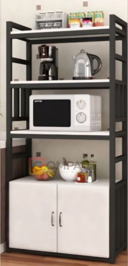 Picture of Multi-Tier Kitchen Storage Table with Cabinets – Modern Space-Saving Organizer for Pantry, Baskets & Utility Items