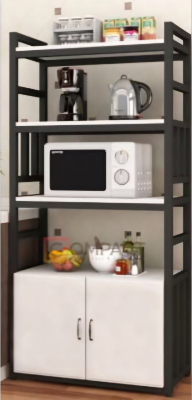 Picture of Multi-Tier Kitchen Storage Table with Cabinets – Modern Space-Saving Organizer for Pantry, Baskets & Utility Items