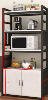 Picture of Multi-Tier Kitchen Storage Table with Cabinets – Modern Space-Saving Organizer for Pantry, Baskets & Utility Items