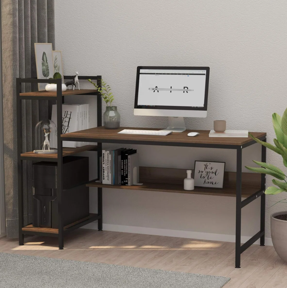 Picture of Wide Desktop Table Workstation – Spacious Study & Office Desk with Storage Shelves for Laptop, PC & Accessories