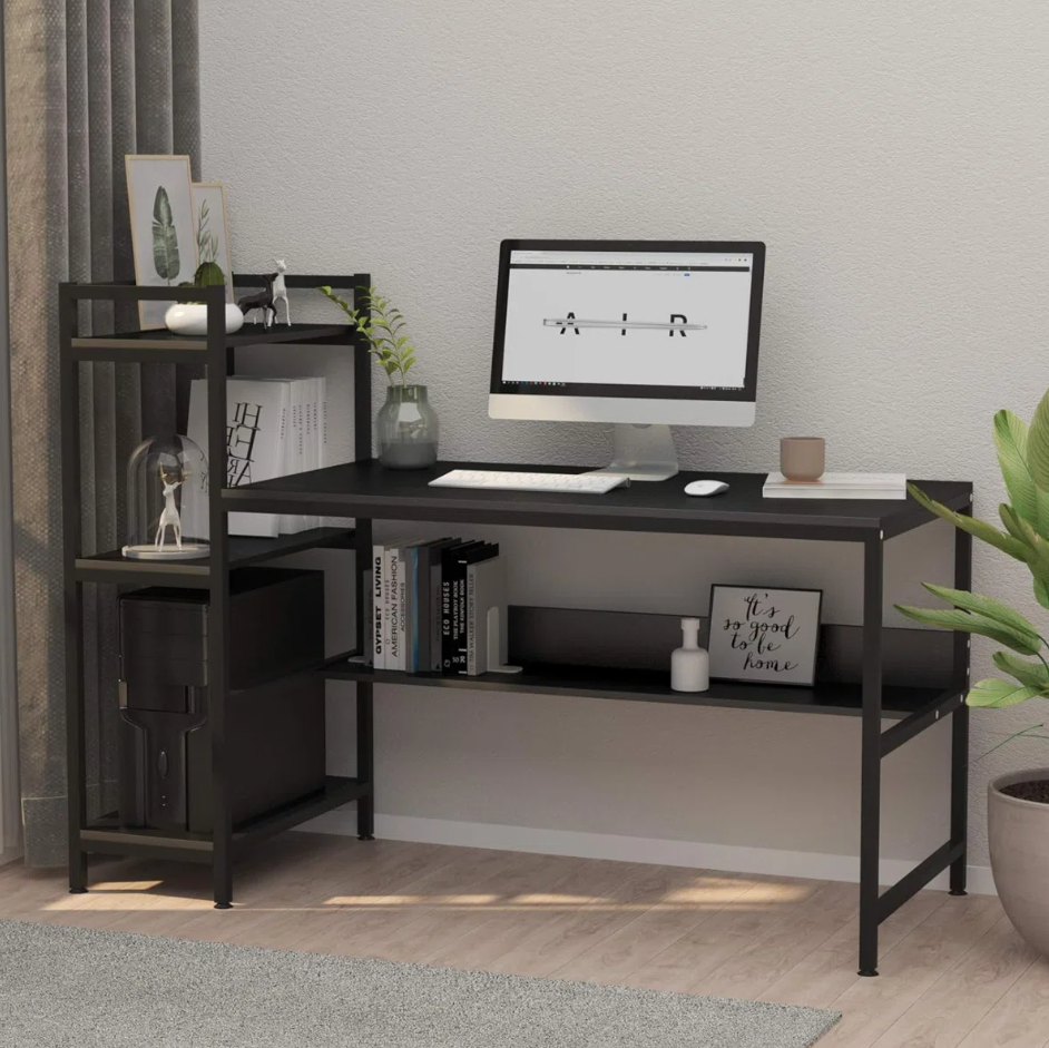 Picture of Wide Desktop Table Workstation – Spacious Study & Office Desk with Storage Shelves for Laptop, PC & Accessories