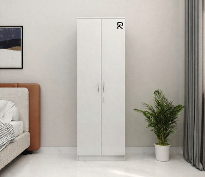 Picture of RK 2 Door Almirah or Wardrobe with Drawer Storage and Hanging Rod (Frosty White and Antique Finish)