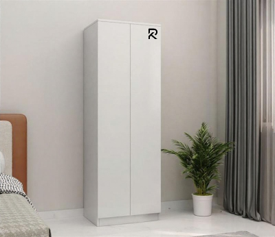 Picture of RK 2 Door Almirah or Wardrobe with Drawer Storage and Hanging Rod (Frosty White and Antique Finish)