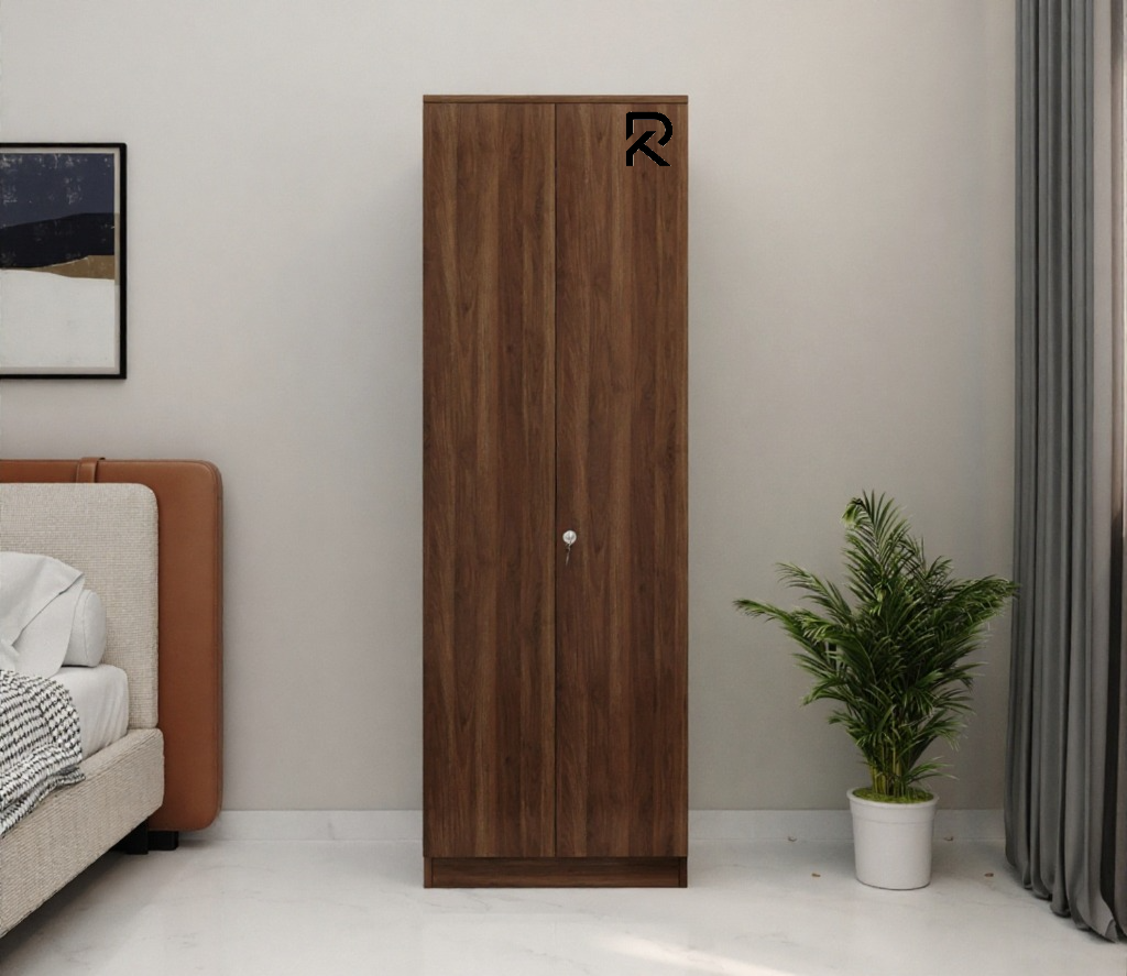 Picture of RK 2 Door Almirah or Wardrobe with Drawer Storage and Hanging Rod (Frosty White and Antique Finish)