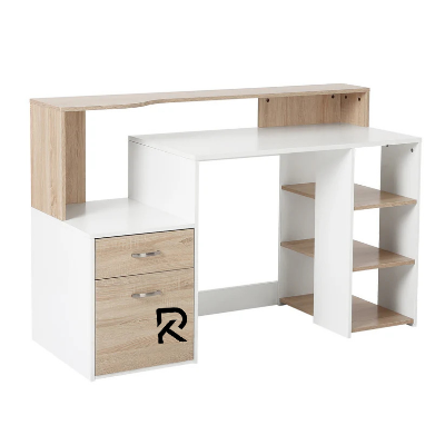 Picture of RK Exceptional Choice Computer Desk Study Table Modern Home Office Writing Workstation Furniture Printer Shelf Rack & Storage Drawer & Shelves