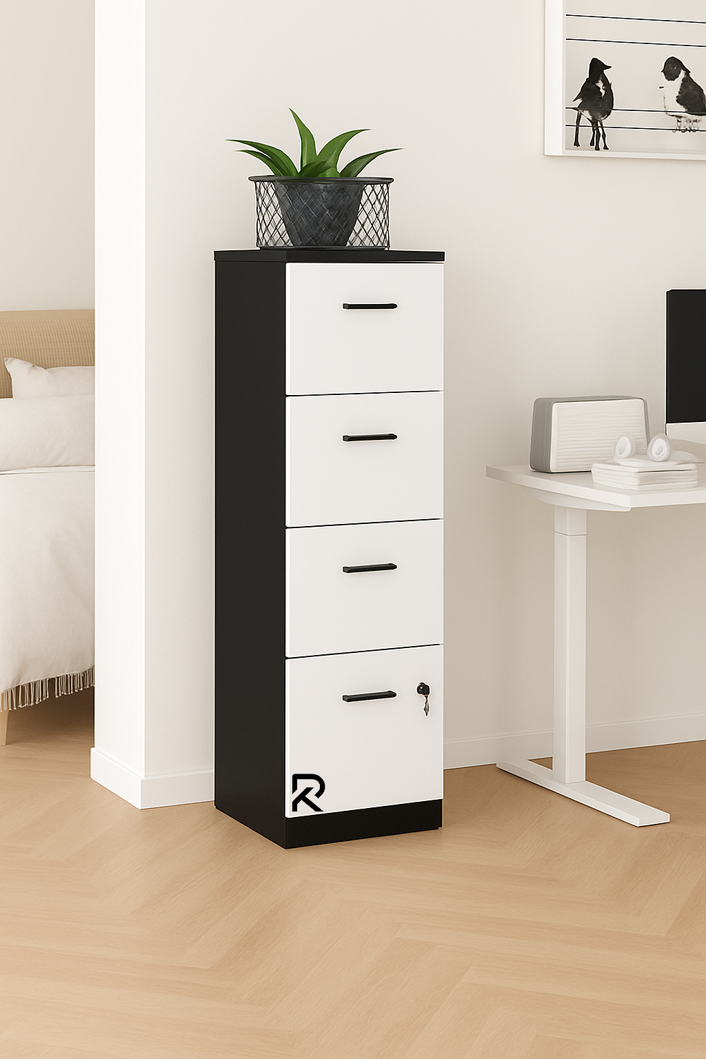 Picture of RK  A4 Filing Cabinet with 2 Lockable Drawers – Durable Office File Organizer & Secure Storage Solution for Office, School & Home Workspace