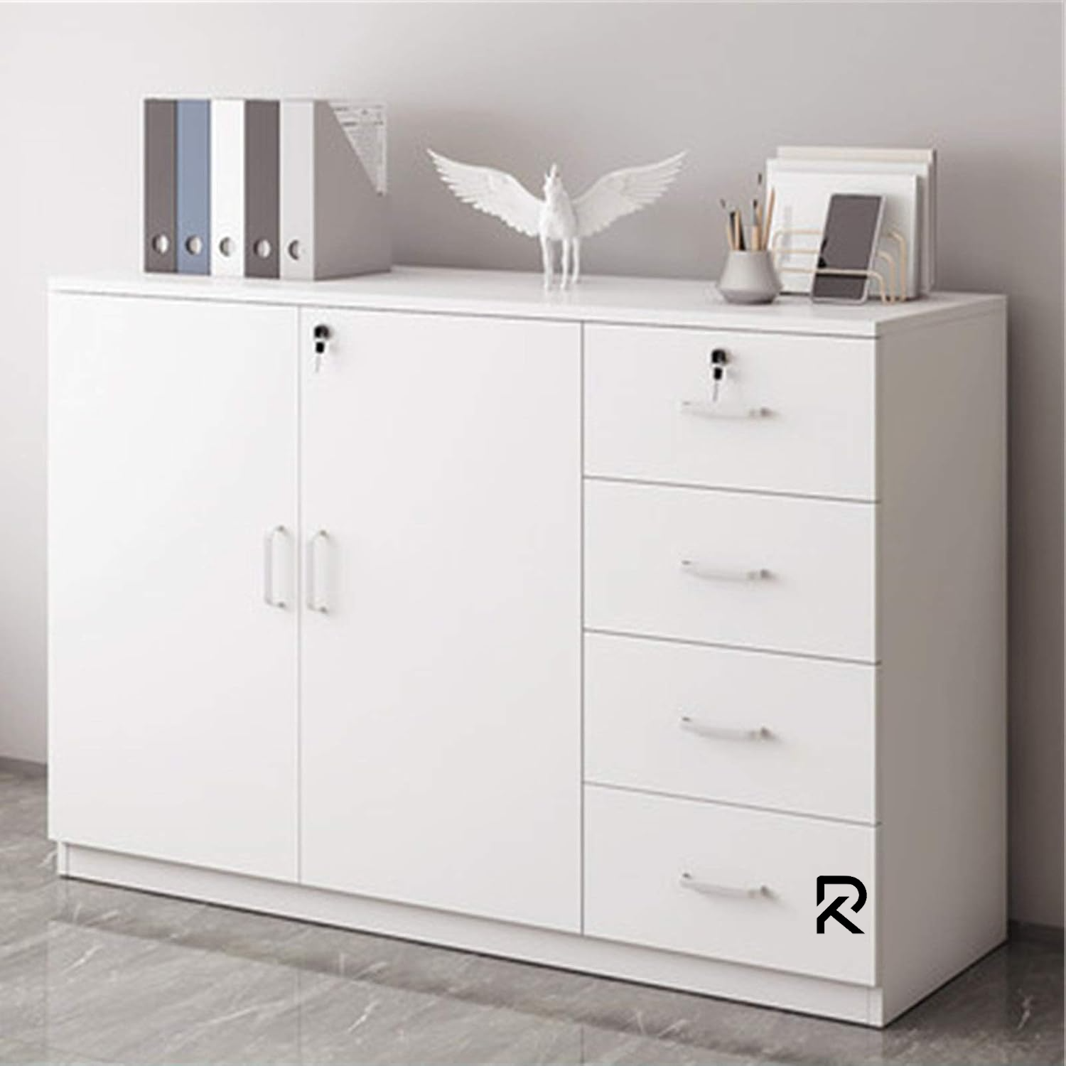 Picture of RK Modern and Trendy Engineered Wood  File Cabinets Solid Wood Frame Key Lock Horizontal File Cabinet & Kitchen Cabinet